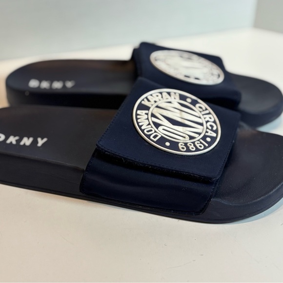DKNY Dark Blue Slide Sandals with Emblem - Picture 2 of 5